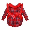 *Clearance* Baby Girl Red Tartan Frilly Shoulder Romper "2425"