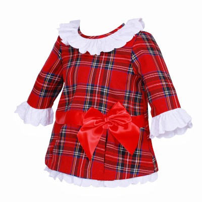*Clearance* Baby Girl Red Tartan A Line Dress with Bow "2426"