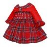 *Clearance* Baby Girl Red Tartan Hand Smocked Pearl Dress "2427"