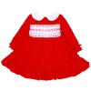 *Clearance* Baby Girl Red Velvet Hand Smocked Dress "2430"