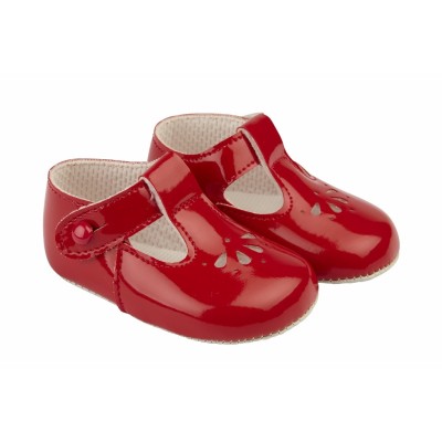 Red Patent T-Bar Pram Shoes...