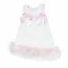 Baby Girl White Waffle Dress with Fur Bottom "8612WP"