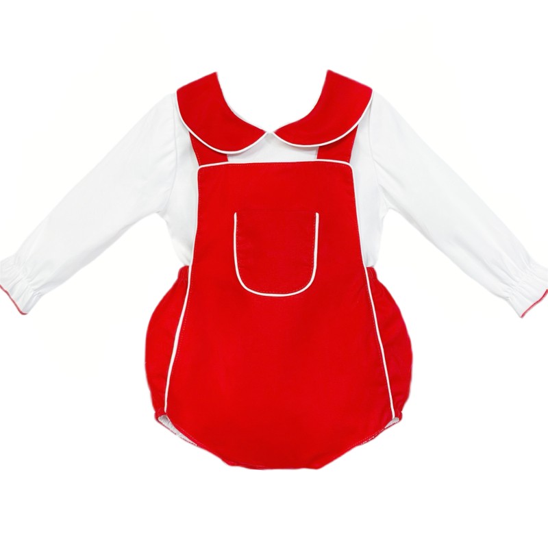 *Clearance* Baby Unisex Red Cotton Romper with Shirt "2432"