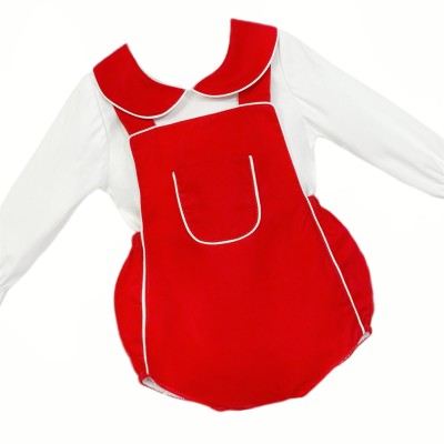 *Clearance* Baby Unisex Red Cotton Romper with Shirt "2432"