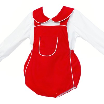 *Clearance* Baby Unisex Red Cotton Romper with Shirt "2432"