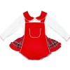 *Clearance* Baby Girl Red Tartan Frilly Romper with Shirt "2433"