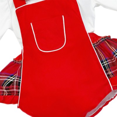 *Clearance* Baby Girl Red Tartan Frilly Romper with Shirt "2433"