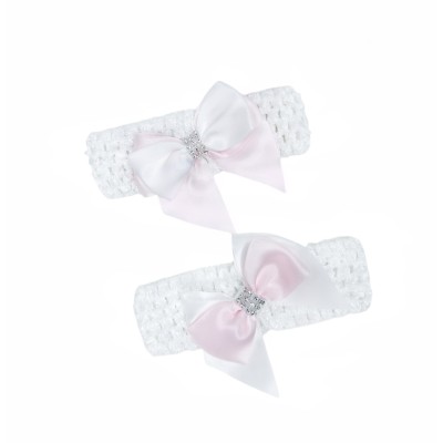 Baby Girl One Size White Pink Bow Headband