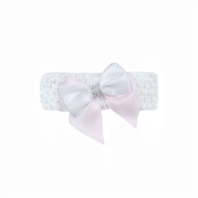 Baby Girl One Size White Pink Bow Headband