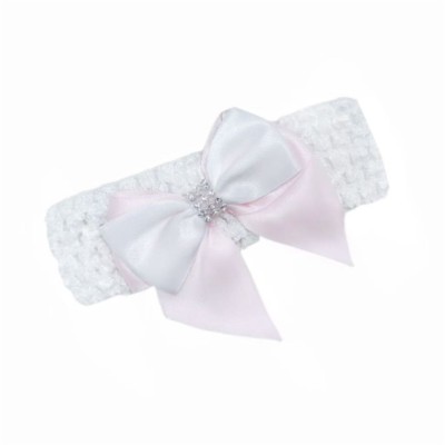 Baby Girl One Size White Pink Bow Headband