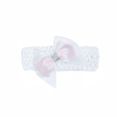 Baby Girl One Size White Pink Bow Headband