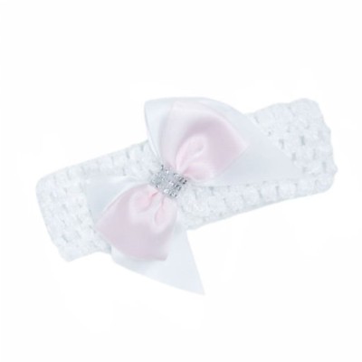 Baby Girl One Size White Pink Bow Headband