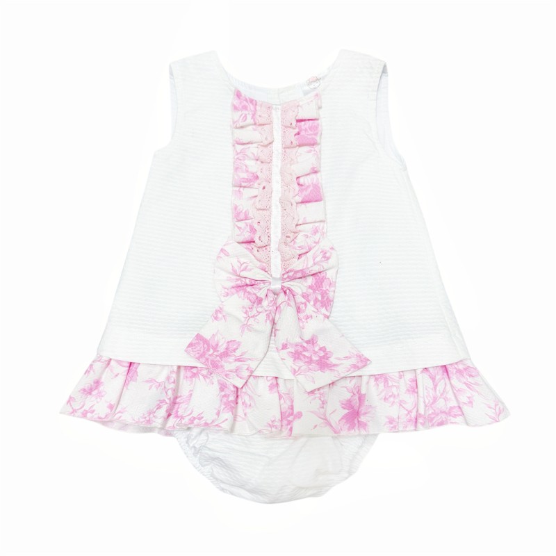 Baby Girl Waffle Dress Pink Floral Details with Pants "2503"