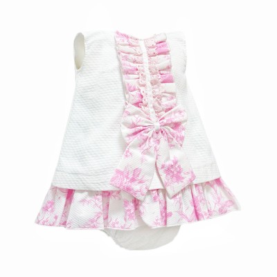 Baby Girl Waffle Dress Pink Floral Details with Pants "2503"