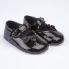 Black Patent Little Rose Bow Pram Shoes