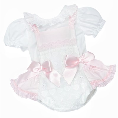 Baby Girl White Embroidery Smock Romper with Shirt "MYD25103"