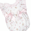 Baby Girl Pink Teddy Print Frilly Shoulder Romper "MYD25028"