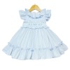 Baby Girl Blue Smocked Dress Puff Ball Dress "2512 Blue"