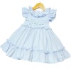 Baby Girl Blue Smocked Dress Puff Ball Dress "2512 Blue"
