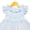 Baby Girl Blue Smocked Dress Puff Ball Dress "2512 Blue"