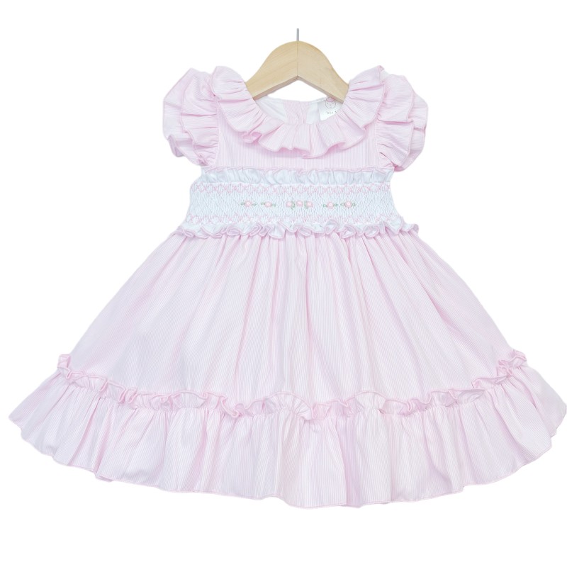 Baby Girl Pink Smocked Dress Puff Ball Dress "2512 Pink"