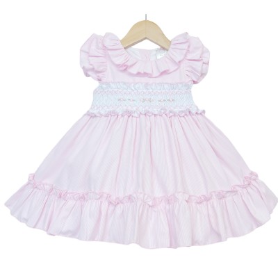 Baby Girl Pink Smocked Dress Puff Ball Dress "2512 Pink"