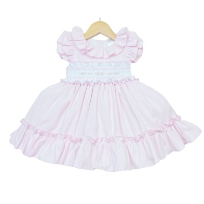Baby Girl Pink Smocked Dress Puff Ball Dress "2512 Pink"