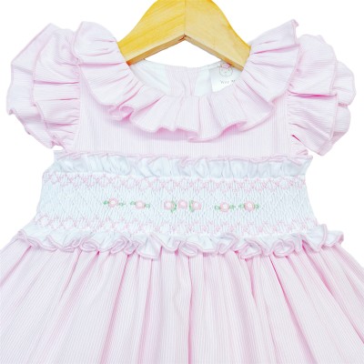 Baby Girl Pink Smocked Dress Puff Ball Dress "2512 Pink"