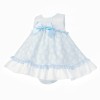 Baby Girl Blue Sheer Smocked Puff Ball Dress with Pants "MYD25033"