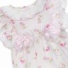Baby Girl Pink Teddy Print Frilly Shoulder Romper "2515"