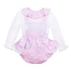 *Clearance* Baby Girl Pink Jacquard Frilly Back Romper with Shirt "2416"