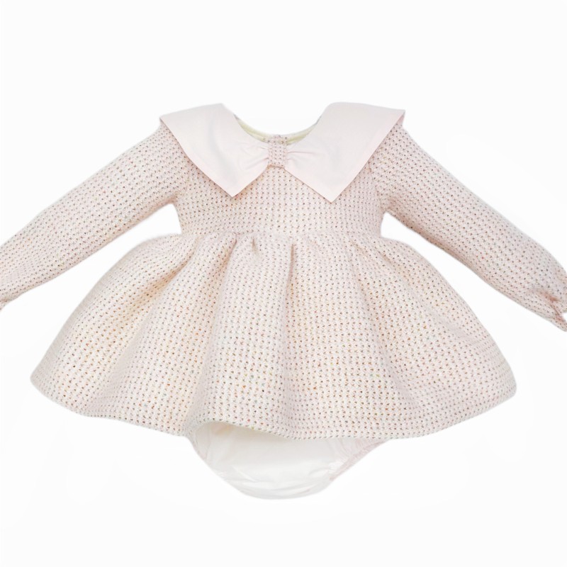 Baby Girl Pink Peach Cozy Winter Dress with Pants "MYD25229"
