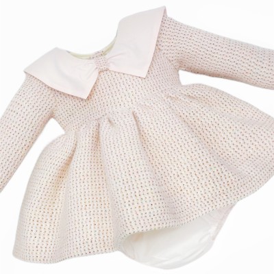 Baby Girl Pink Peach Cozy Winter Dress with Pants "MYD25229"