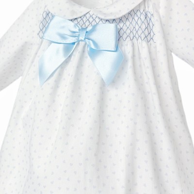 Baby Girl White Blue Love Heart Smock Dress with Pants "MYD25216B"