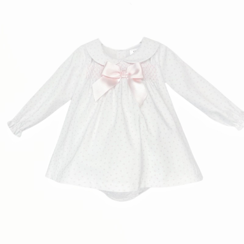 Baby Girl Pink Love Heart Smock Dress with Pants "MYD25216P"