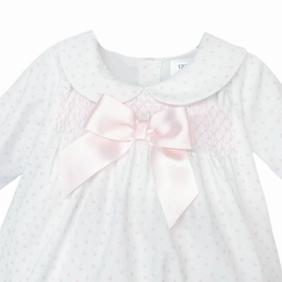 Baby Girl Pink Love Heart Smock Dress with Pants "MYD25216P"