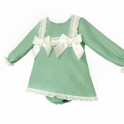 Baby Girl Green Soft Cozy Winter Dress with Pants "MYD25231"