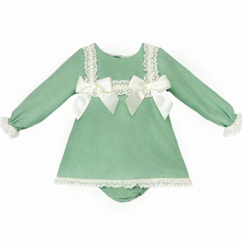 Baby Girl Green Soft Cozy Winter Dress with Pants "MYD25231"