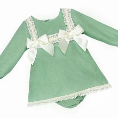 Baby Girl Green Soft Cozy Winter Dress with Pants "MYD25231"