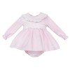 Baby Girl Pink Cotton Puff Ball Smock Dress with Pants "MYD25243"