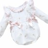 Baby Girl Pink Cotton Teddy Frilly Shoulder Romper "MYD25203"