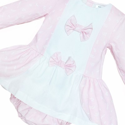 Baby Girl Pink Cotton Leaf Dress with Pants "MYD25206"