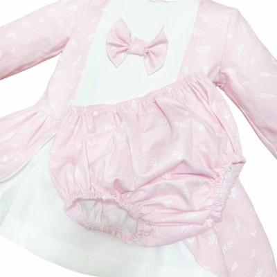Baby Girl Pink Cotton Leaf Dress with Pants "MYD25206"