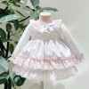 Baby Girl Pink Bow Print Puff Ball Dress with Pants "MYD25214"