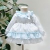 Baby Girl Blue Bow Print Puff Ball Dress with Pants "MYD25215"