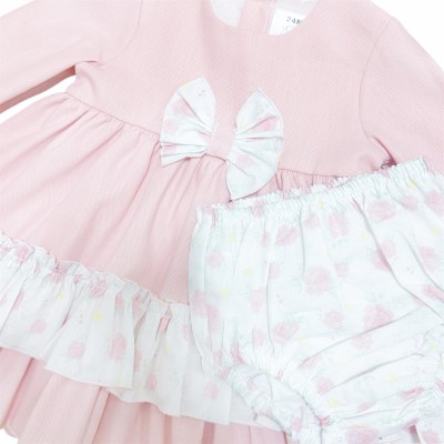 Baby Girl Pink Rose Puff Ball Dress with Pants "MYD25222"