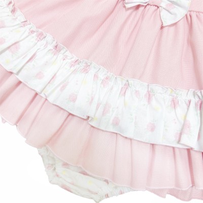 Baby Girl Pink Rose Puff Ball Dress with Pants "MYD25222"