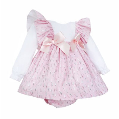 Baby Girl Pink Cotton Frilly Shoulder Dress "MYD25224"