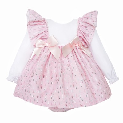 Baby Girl Pink Cotton Frilly Shoulder Dress "MYD25224"