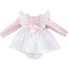 Baby Girl Pink Cotton Frilly Shoulder Dress with Pants "MYD25225"